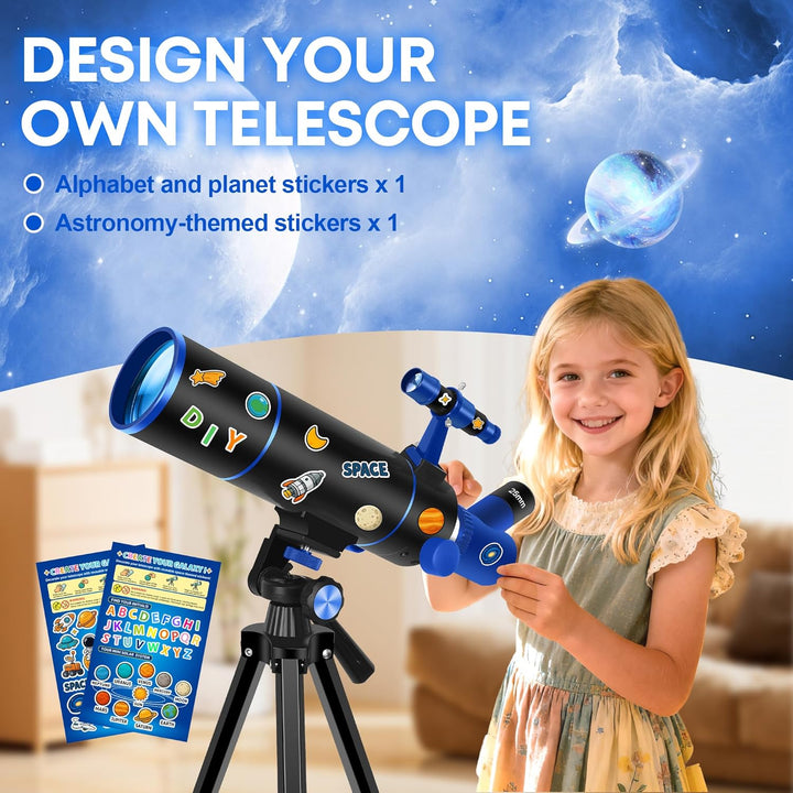 Dianfan Teleskop für Erwachsene Astronomie, 80mm Blende 500mm Teleskop für Kinder & Anfänger, Tragba