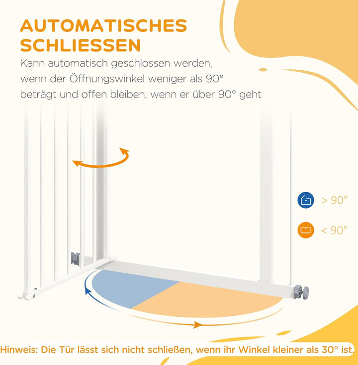 PawHut Türschutzgitter Treppenschutzgitter Türgitter ohne Bohren mit Auto-Close Treppengitter für Br