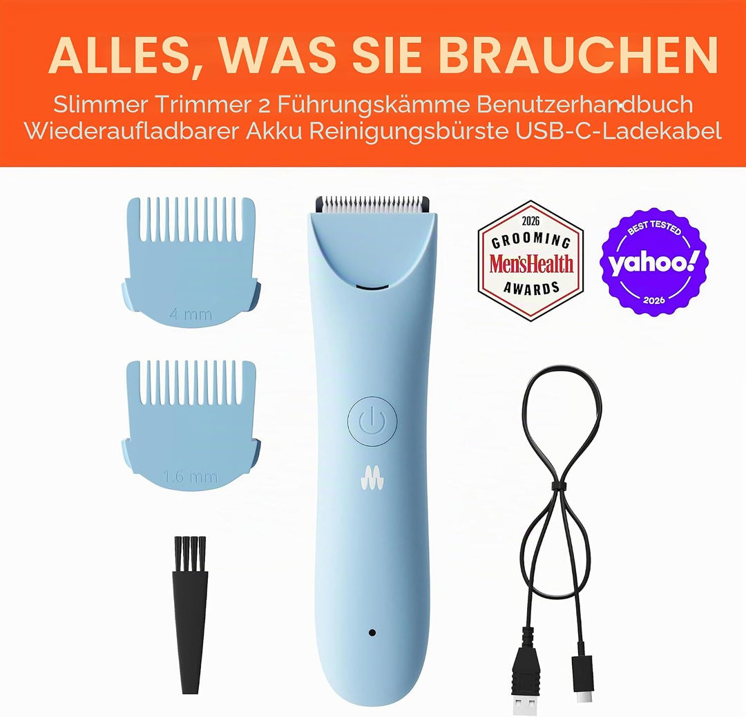 MERIDIAN Schlanker Trimmer, Scham- & Körperhaartrimmer, Bikini-Haarentfernung, Keine Kerben, Rasierv