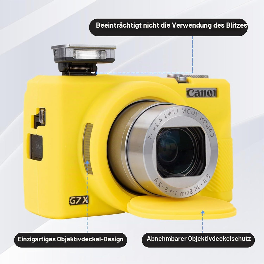 Rieibi Silikon-Schutzhülle für Canon G7X Mark III Hülle, G7X Mark III Zubehör mit 2 Stück Displaysch