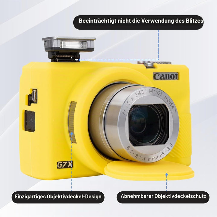 Rieibi Silikon-Schutzhülle für Canon G7X Mark III Hülle, G7X Mark III Zubehör mit 2 Stück Displaysch
