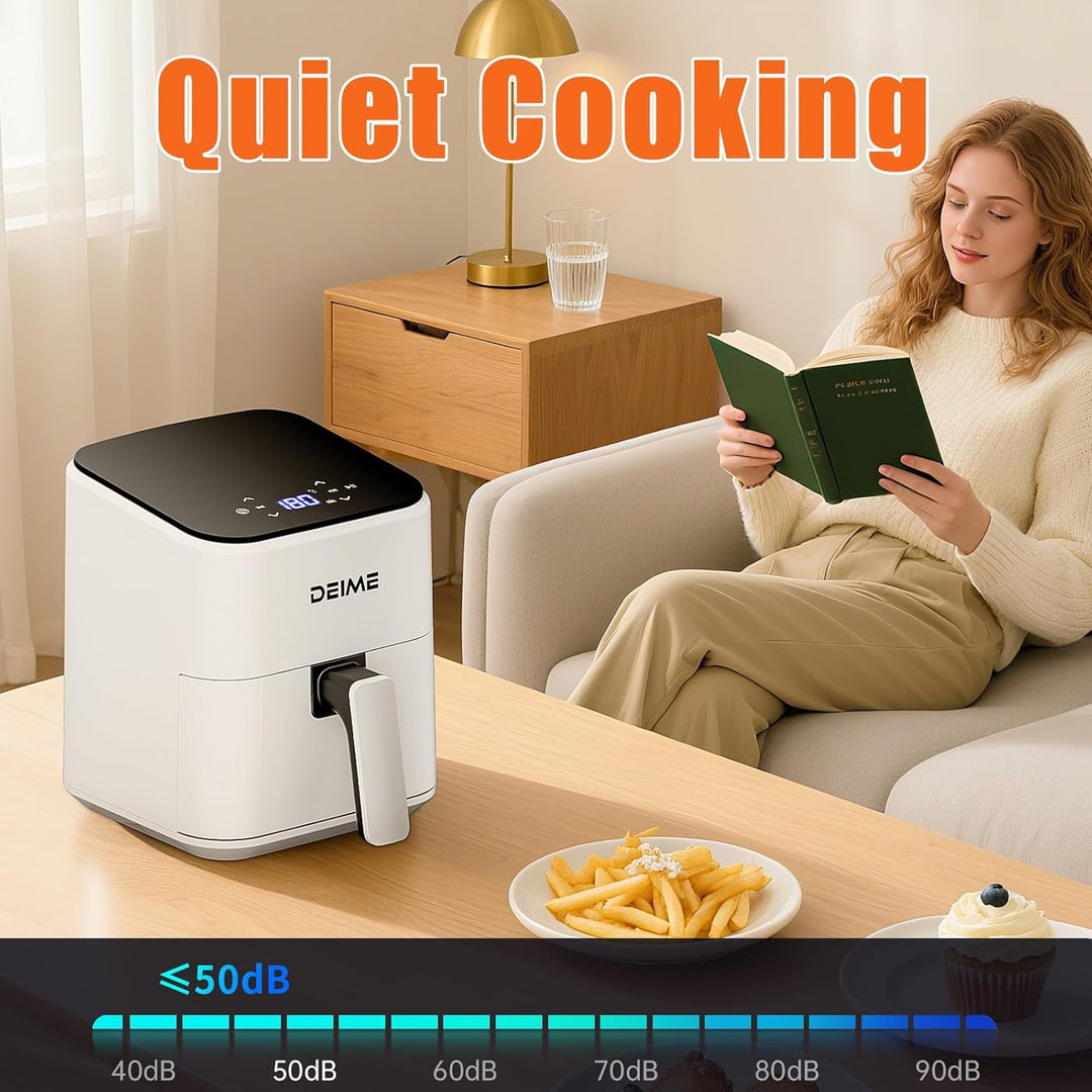 DEIME Heissluftfritteuse 2,5 l, kleiner digitaler Airfryer, platzsparend, kompakt, zum Backen, Aufwä