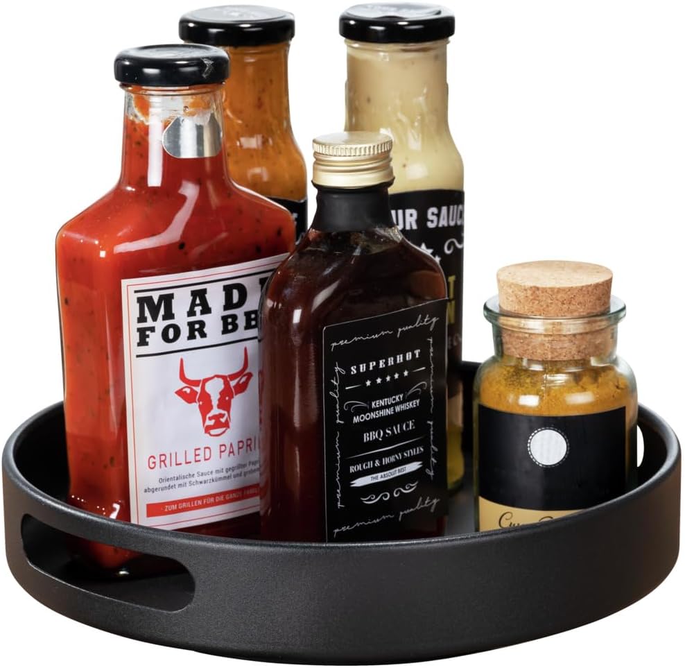 WENKO Drehbares Tablett Mod. Susie, 360° drehbar und umrandet, mit praktischen Haltegriffen zum sich