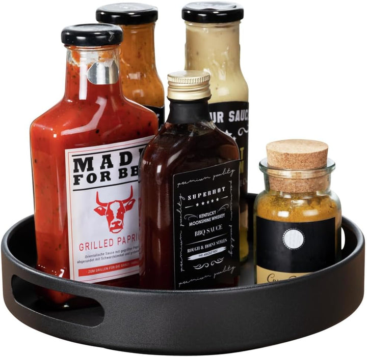 WENKO Drehbares Tablett Mod. Susie, 360° drehbar und umrandet, mit praktischen Haltegriffen zum sich