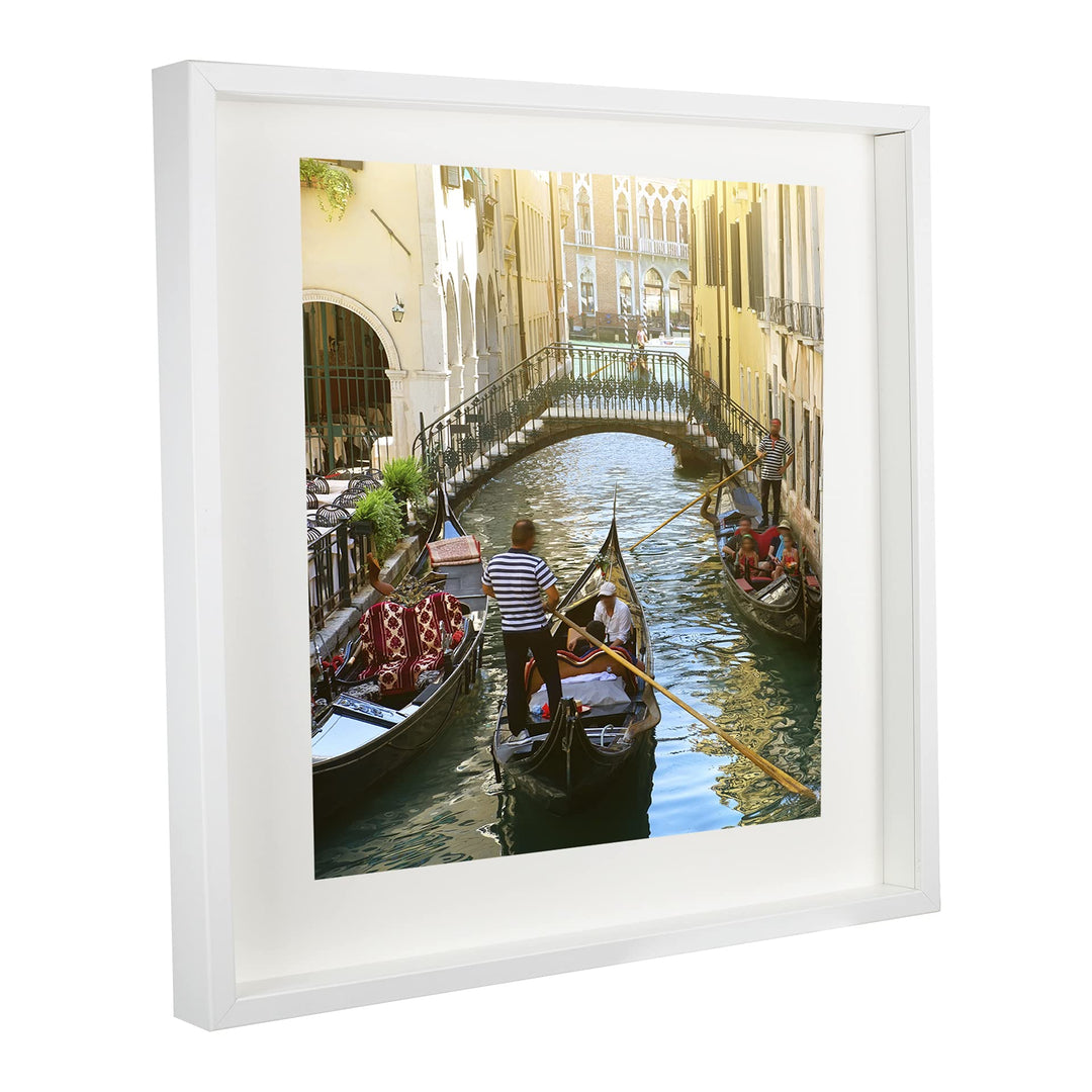 BD ART 50x50 cm gross Box 3D Objektrahmen Bilderrahmen mit Passepartout 40x40 cm, Weiss Quadratische
