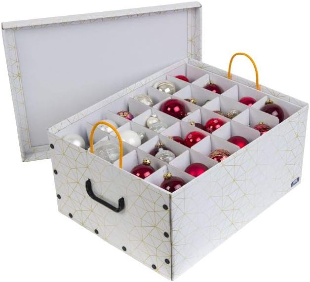 3 Stück XXL Dekokarton in Weiss/Gold - formschön und hochwertig. Mit Einsätzen für max. 40 Christbau