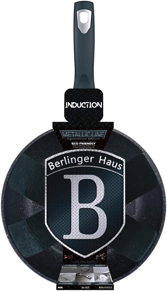 BerlingerHaus Granit Bratpfanne Wok 28cm Antihaft Induktion BERLINGER Haus Aquamarine BH-1875