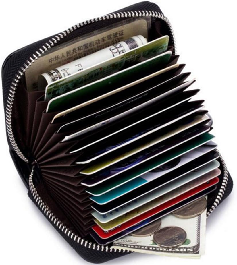 RFID Schutz Kreditkartenhülle Damen Echtes Leder Kreditkartenetui Mini mit Reissverschluss Geldbörse