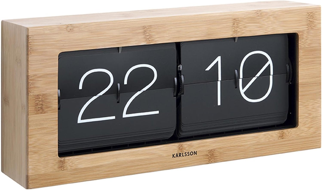 Karlsson KA5642WD Tisch Wanduhr XL Flip Clock Holz 17,5 x 37 x 9 cm Bambusholz 37 x 17,5 x 9 cm Bamb