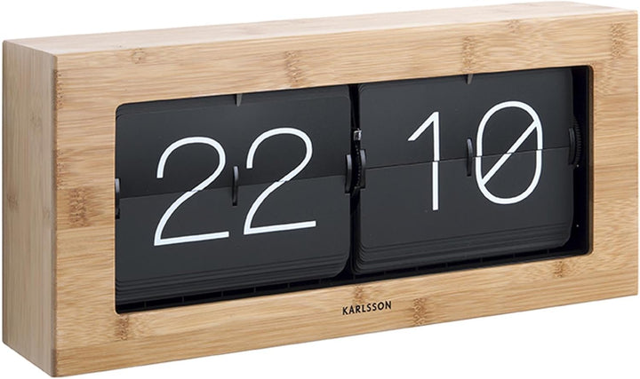 Karlsson KA5642WD Tisch Wanduhr XL Flip Clock Holz 17,5 x 37 x 9 cm Bambusholz 37 x 17,5 x 9 cm Bamb