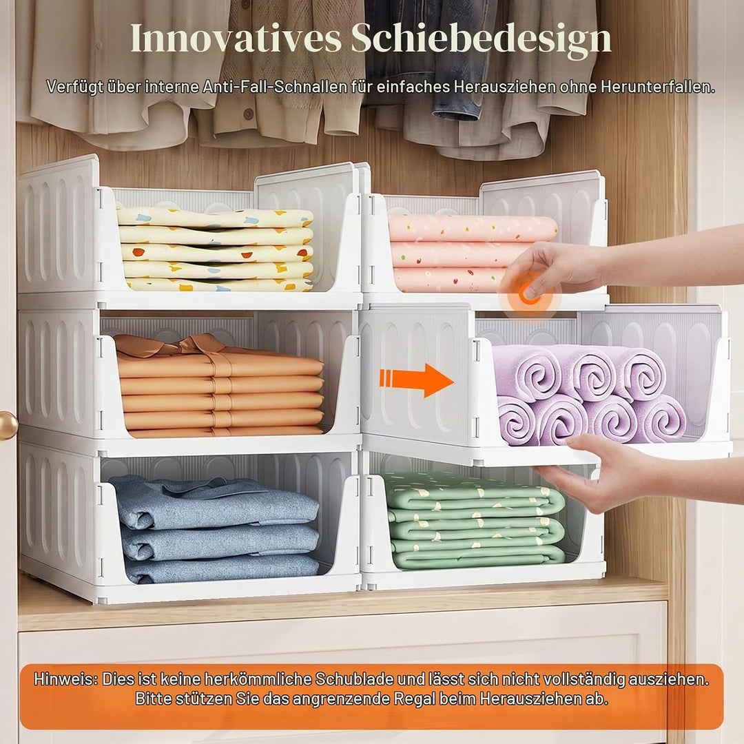 Lifewit 8er Set Stapelbare Kleiderschrank Organizer, Ausziehbar Kunststoff Ordnungssystem für Schran