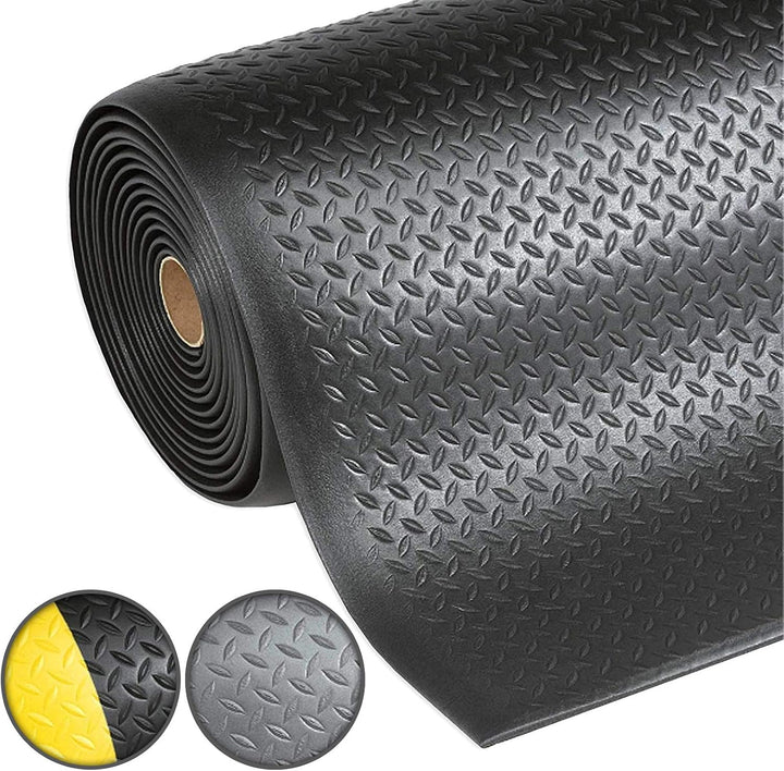 Floordirekt Anti Ermüdungsmatte, Stehmatte 90 x 1830 cm Schwarz Robuste Arbeitsplatzmatte für Stehar