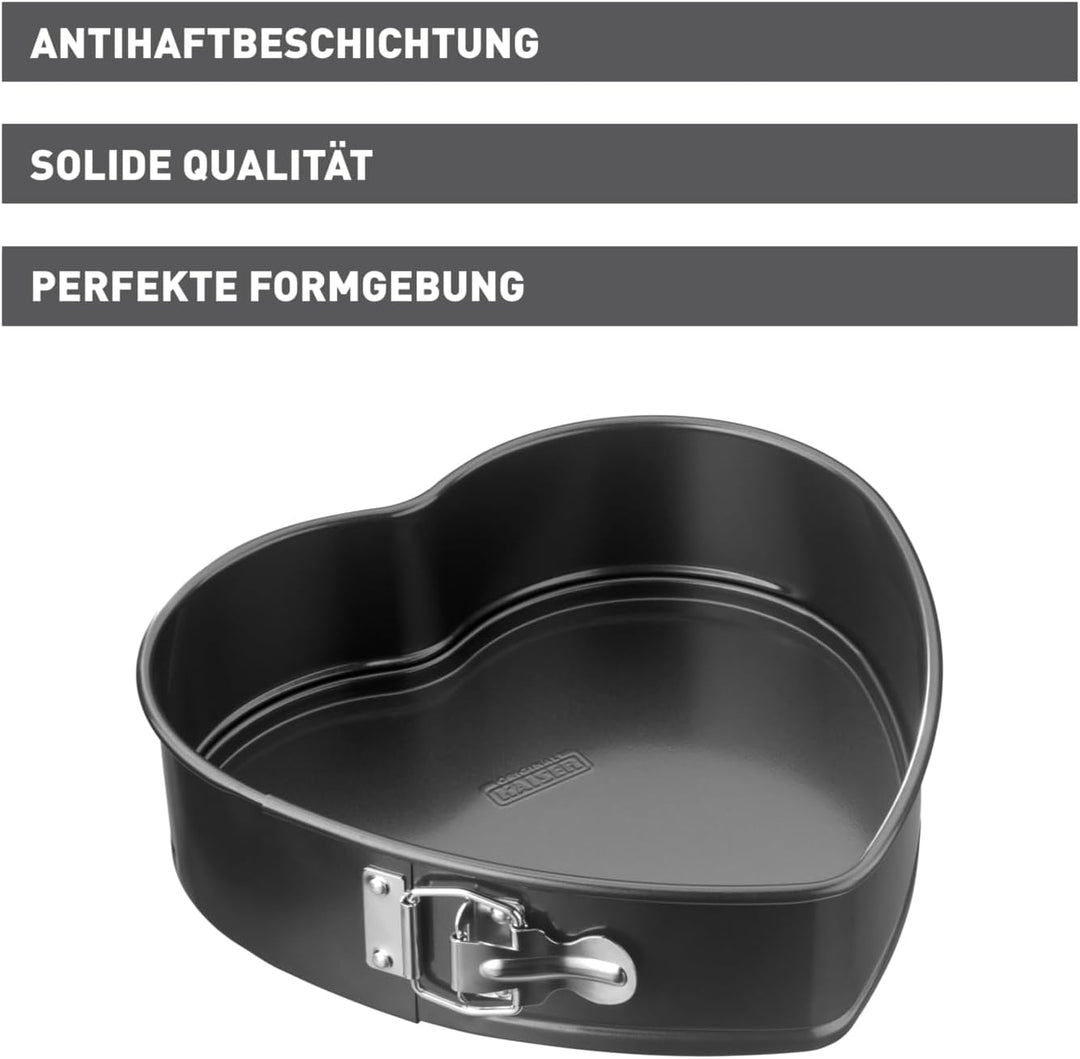 Original Kaiser Classic Springform- Herzbackform 25 x 26 x 7 cm, Herz-Springform antihaftbeschichtet