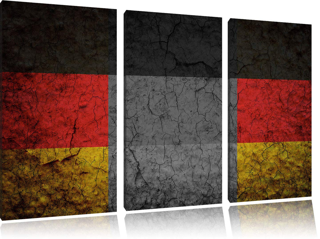 Fahne von Deutschland schwarz/weiss 3-Teiler Leinwandbild 120x80 Bild auf Leinwand, XXL riesige Bild