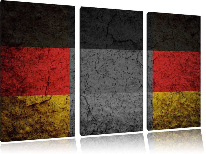 Fahne von Deutschland schwarz/weiss 3-Teiler Leinwandbild 120x80 Bild auf Leinwand, XXL riesige Bild