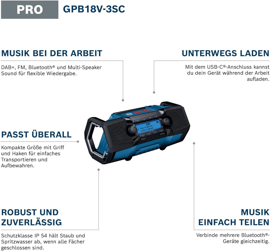 Bosch PRO 18V System Akku-Radio GPB18V-3SC