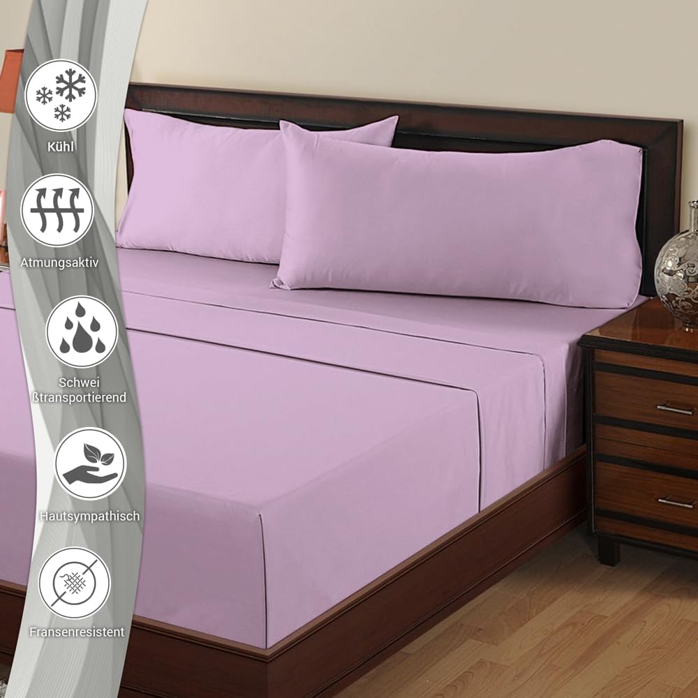 Pizuna Luxuriöser Soft-Satin 2er Pack Kissenbezug 40x80 cm Neues Lila, 600 Fadenzahl Baumwolle Kisse
