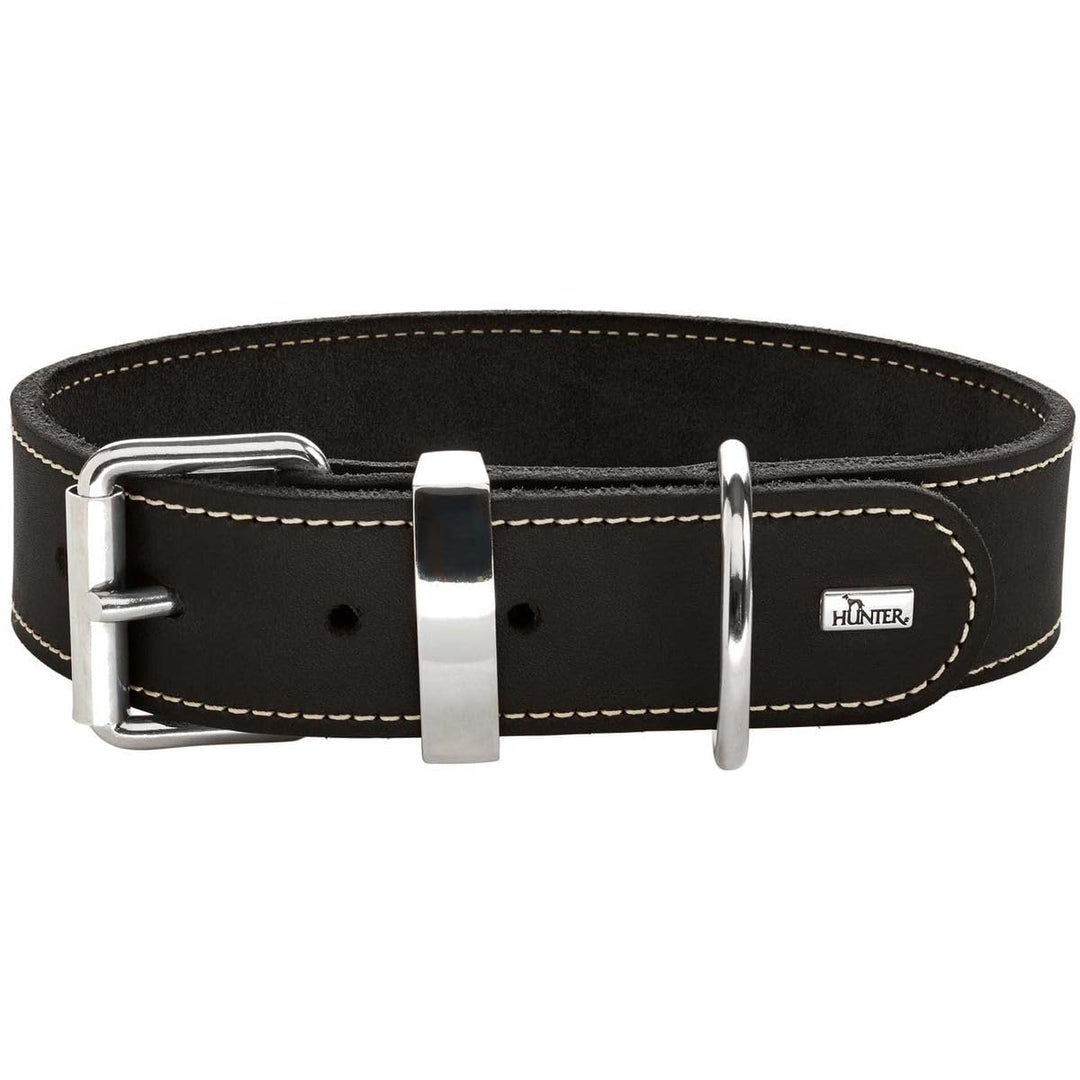 HUNTER AALBORG SPECIAL Hundehalsband, Leder, strapazierfähig, komfortabel, 60 (M-L), schwarz schwarz