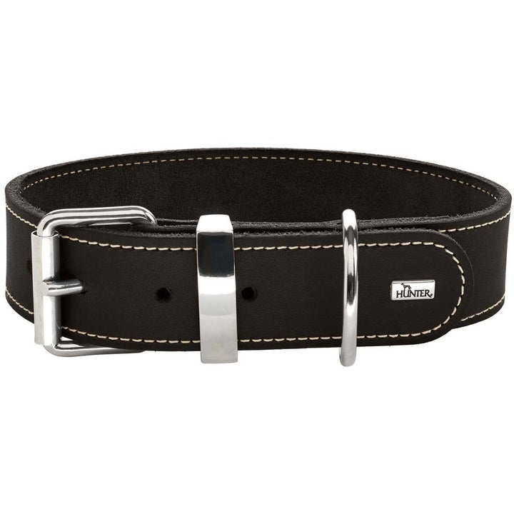 HUNTER AALBORG SPECIAL Hundehalsband, Leder, strapazierfähig, komfortabel, 60 (M-L), schwarz schwarz