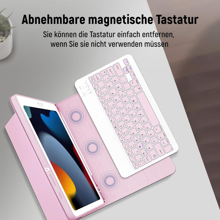 Tastatur Hülle für iPad 10.2 Zoll (9/8/ 7 Generation - 2021/2020/2019), Deutsches QWERTZ Tastatur Ma