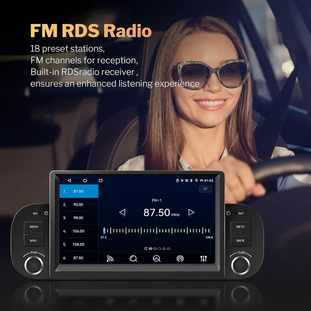 Carplay Autoradio für FIAT Panda 2013-2020 mit Wireless Android Auto | 7 Zoll Touchscreen Android Au