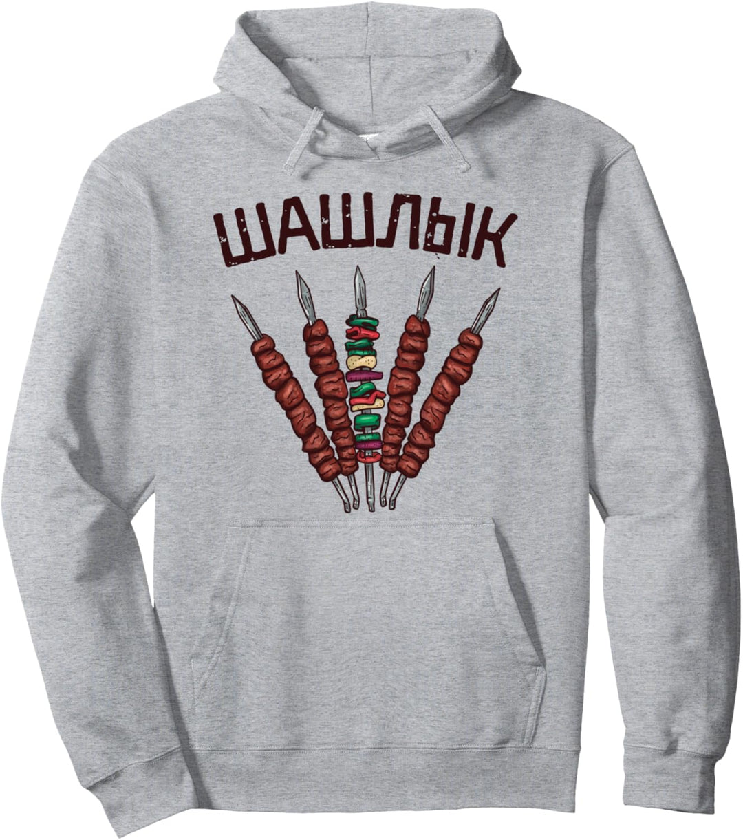 Schaschlik Spruch auf Russisch für Russen grillen Russland Pullover Hoodie