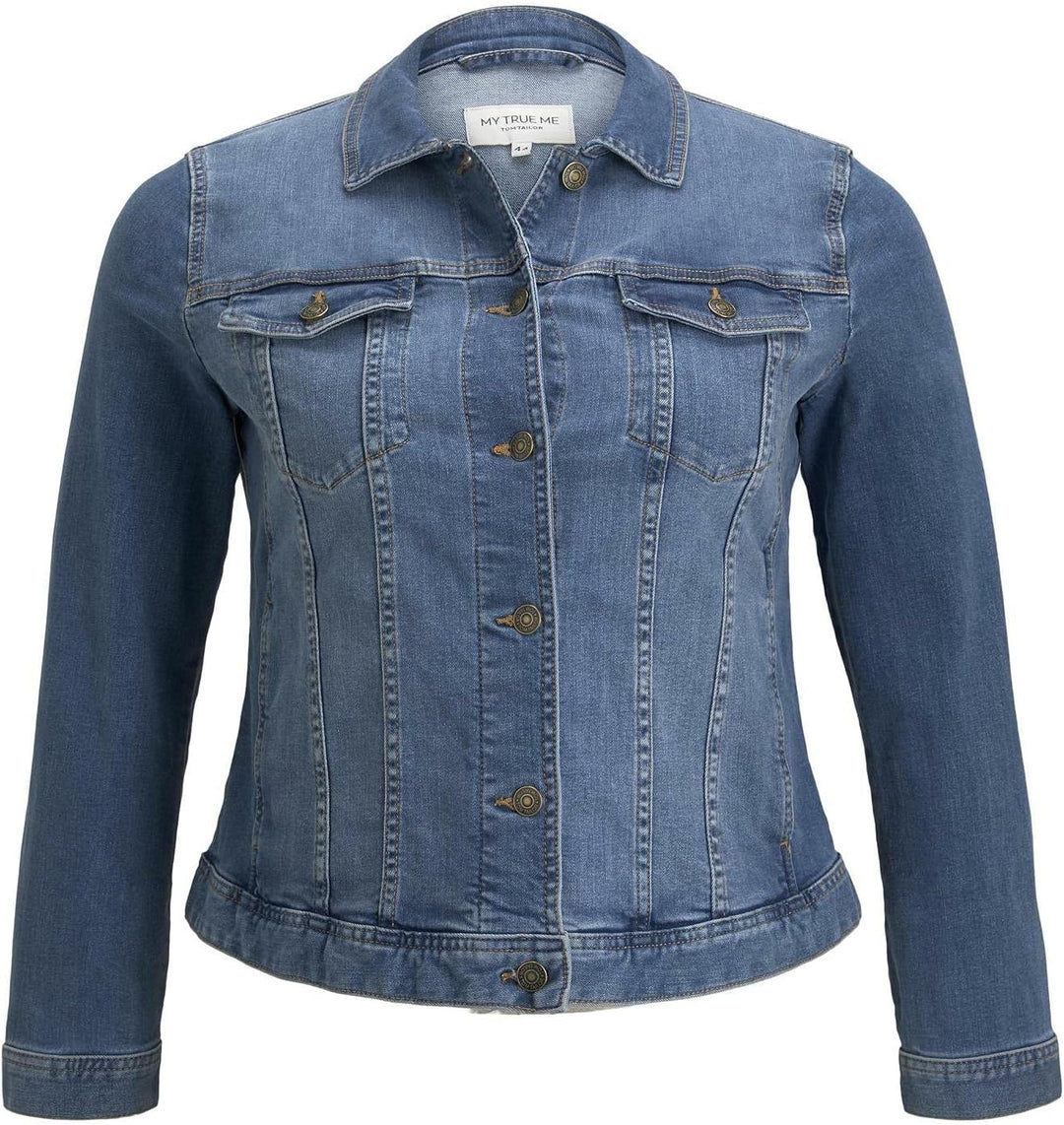 TOM TAILOR Damen Plussize Jeansjacke im Washed-Look 52 10110 - Blue Denim, 52 10110 - Blue Denim