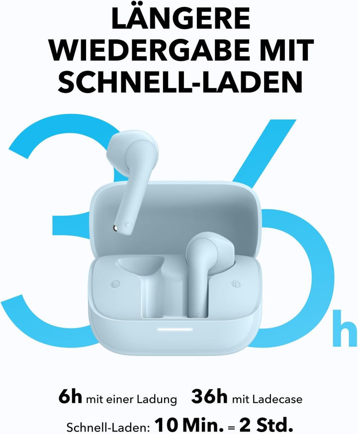 soundcore by Anker K20i, Semi-In-Ear Earbuds, Bluetooth Wireless, IPX5 Blau, Blau