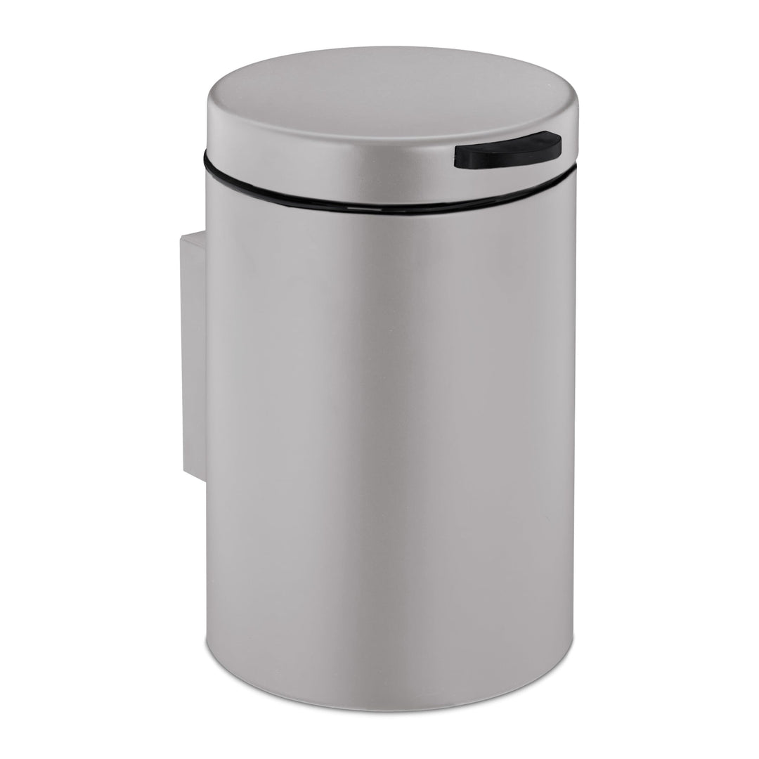 Relaxdays Kosmetikeimer Wandmontage, 3 l, Absenkautomatik, Inneneimer, Edelstahl, runder Badezimmer