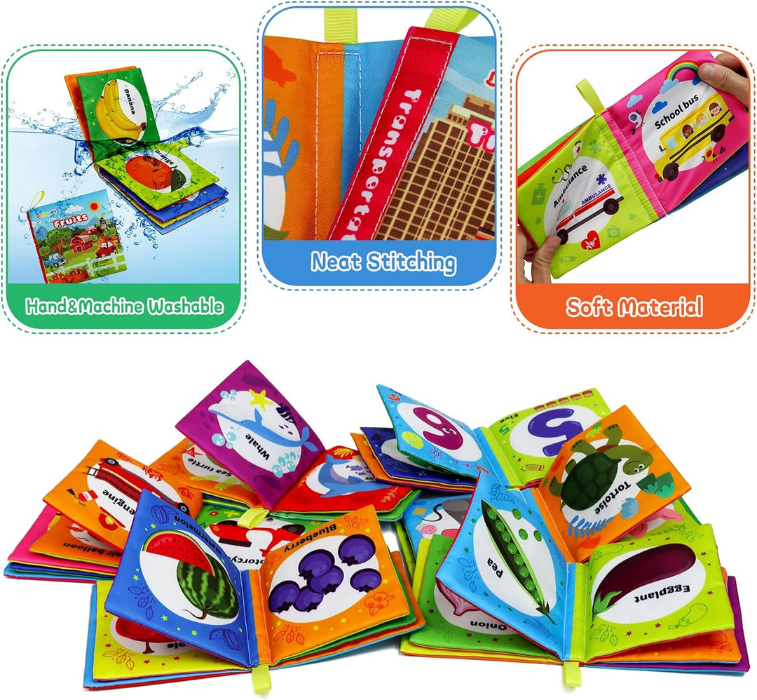 Dr.Rapeti 6 Stück Stoffbuch für Babys, Baby Soft Tuchbuch, Baby Pädagogisches Spielzeug, Early Learn