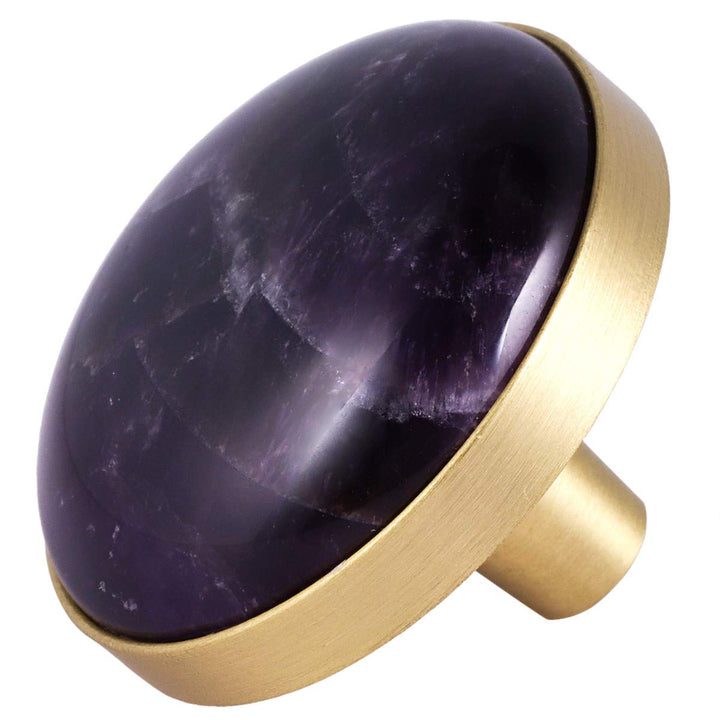 mookaitedecor Satz von 4 Amethyst runden Schubladenknopf 37mm Kristall Stein Kabinett Knopf zieht Gr