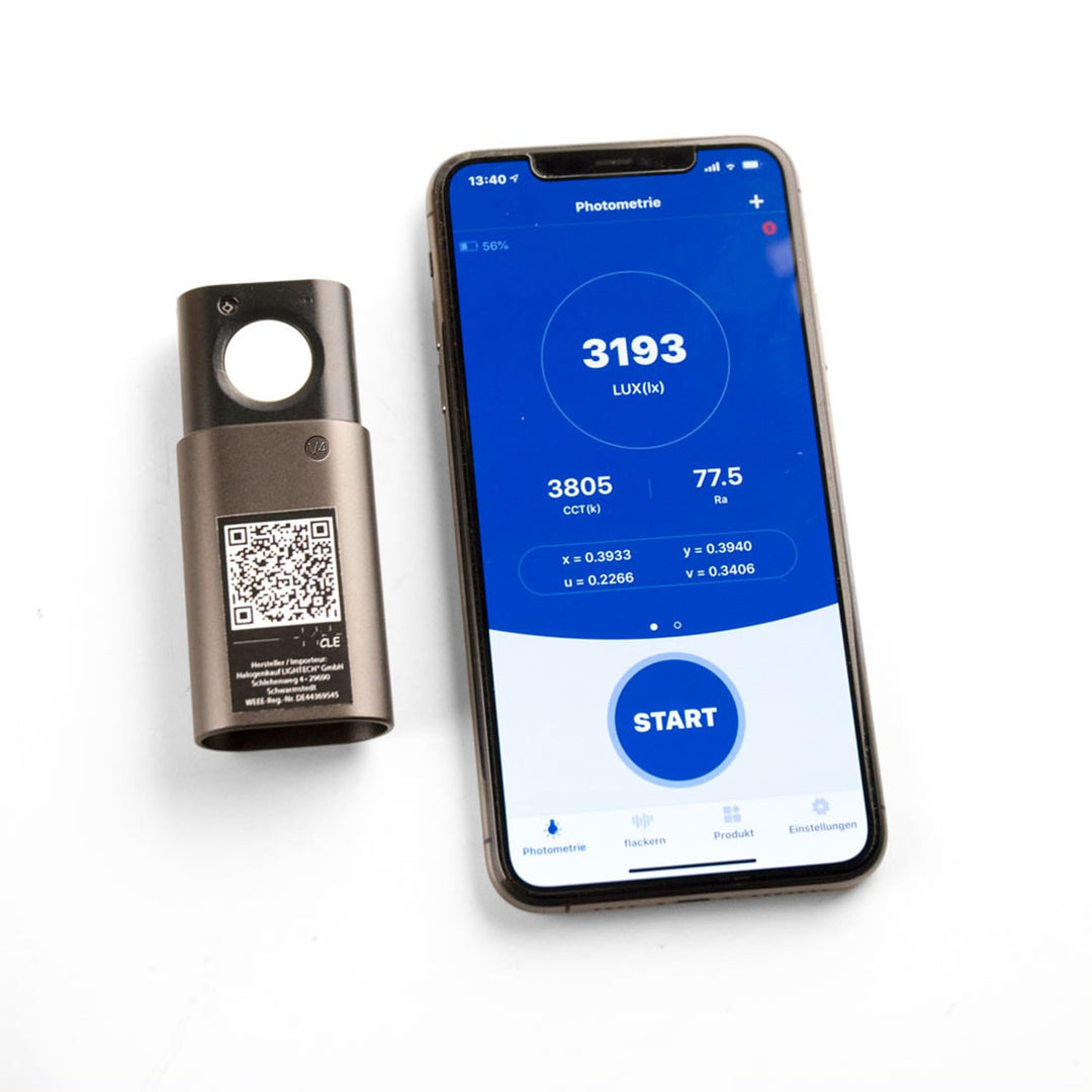 CLE Lichtmessgerät für Smartphones Bluetooth V4 LUX, CCT, FLICKER, CRI