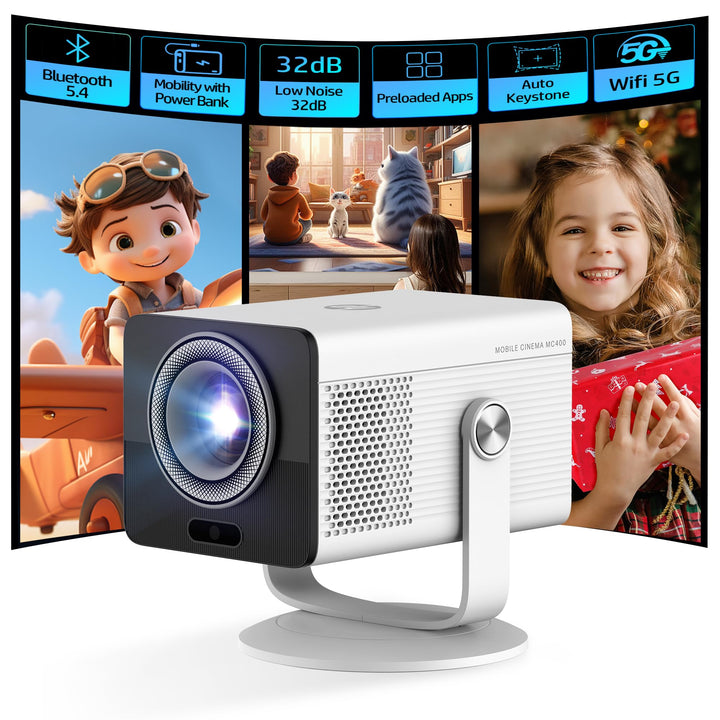 HP MC400 Tragbarer Mini Smart Beamer mit WiFi und Bluetooth, unterstützt 4K mit kurzer Reichweite un