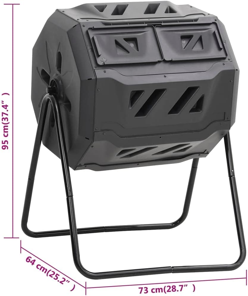 vidaXL Gartenkomposter Schwarz 73x64x95 cm 160 L, Gartenkomposter, Kompostsilo, Bio Abfall Behälter,