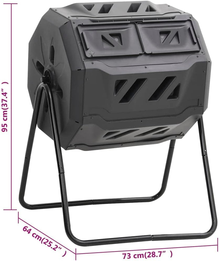vidaXL Gartenkomposter Schwarz 73x64x95 cm 160 L, Gartenkomposter, Kompostsilo, Bio Abfall Behälter,
