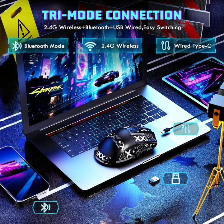 MAMBASNAKE X ATTACKSHARK V3 Kabellose Gaming-Maus mit Band,65g leicht,geteiltes Design für Rechtshän