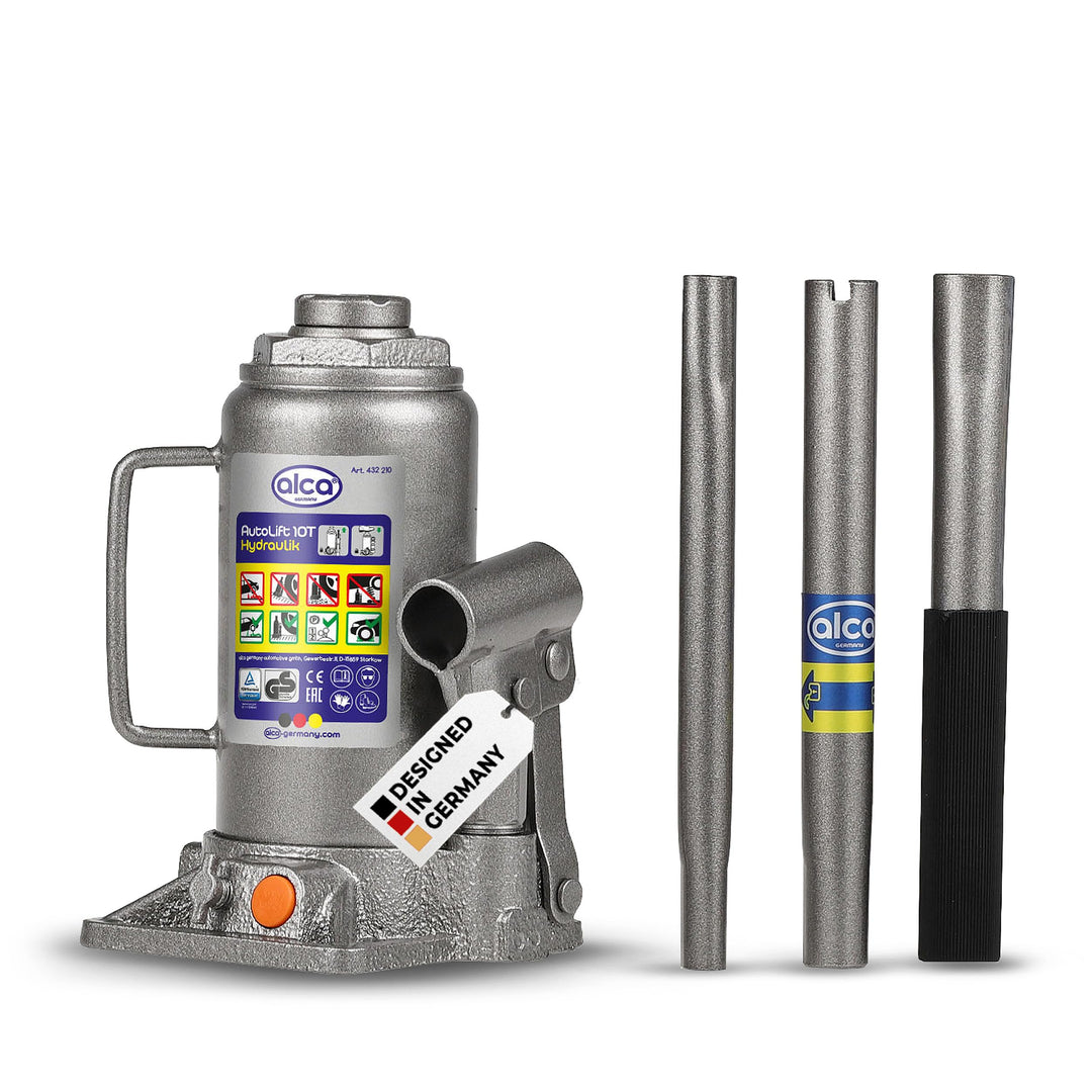 alca® Wagenheber Unterstellheber hydraulischer 10t Stempel-Wagenheber für LKW/PKW Hubhöhe 20,5-39cm