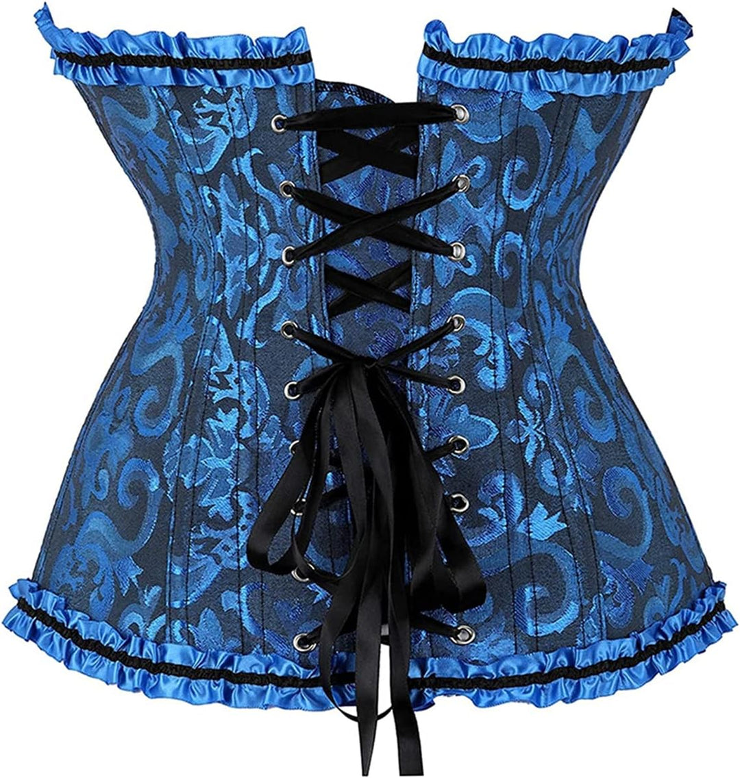 Sxybox Damen Korsett Bauchweg Vollbrust Corsage Wäsche schnürt Sich Oben Satin ohne Knochen mit G-St