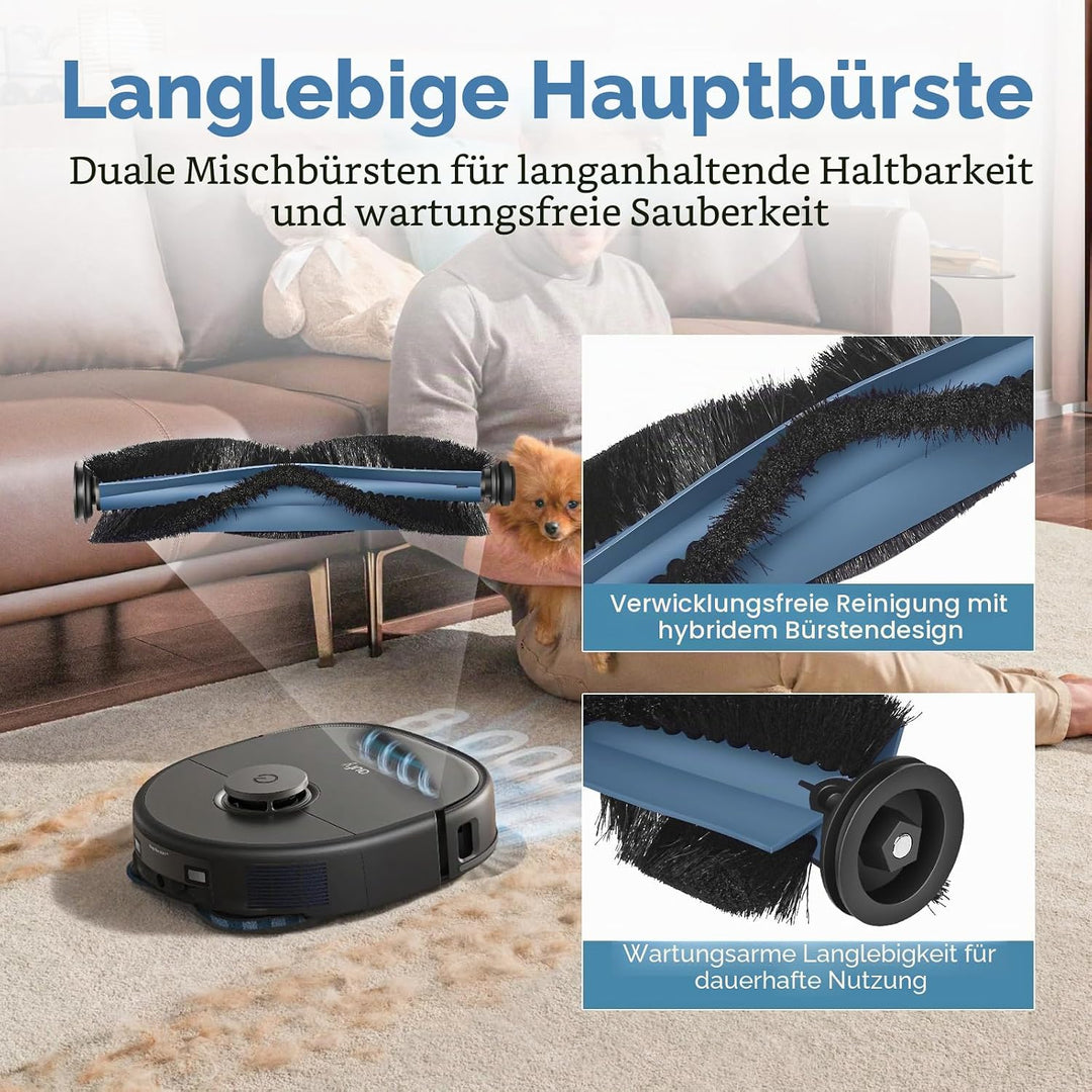 21 Stück Ersatzteile Zubehörset für Eufy X10 Pro Omni Staubsauger, 2 Hauptbürsten, 4 Seitenbürsten,