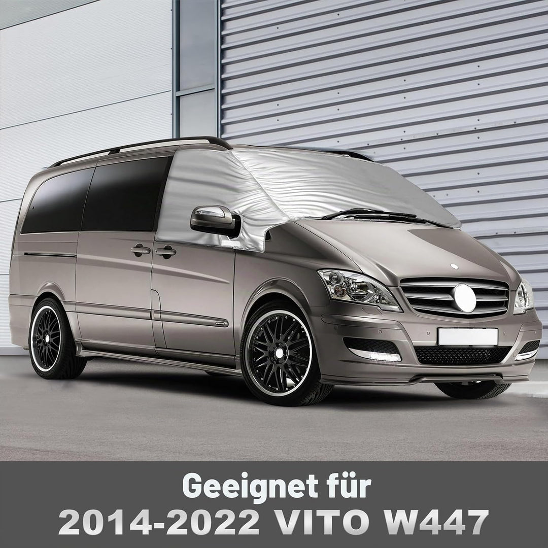 Externe Thermo Scheibenabdeckung passend für Mercedes-Benz Viano/Vito W639 2003-2014, Luxus Silber W
