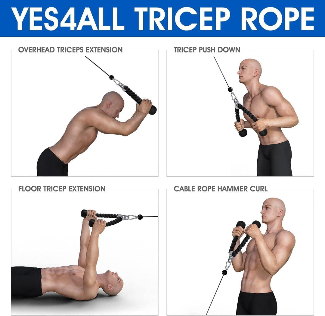Wakects Trizeps Trainingsgerät, Trizepseil Pull Down Widerstandsseil, Fitness Tricepseil, Schwarz, 7