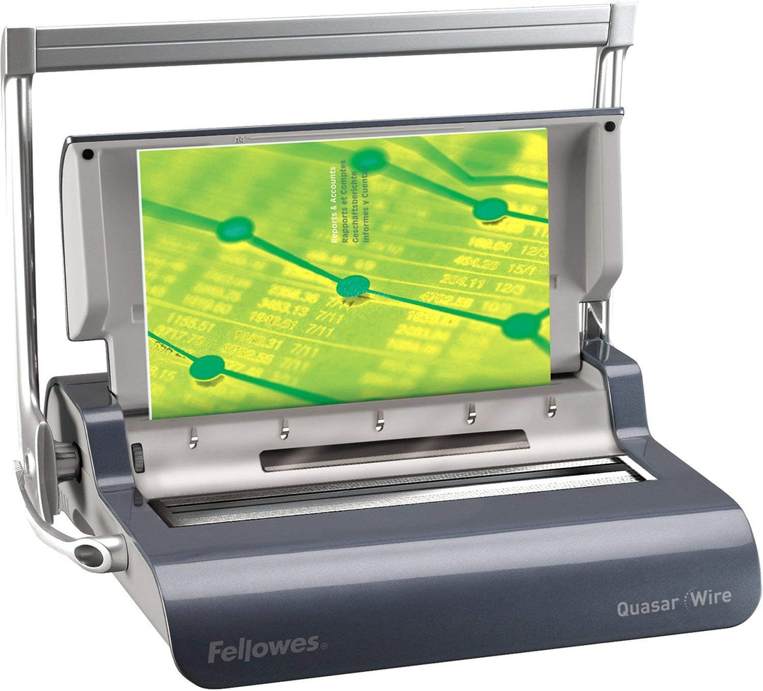 Fellowes Drahtbindegerät Quasar Wire, stanzt 15 Blatt, bindet 130 Blatt mit Drahtbinderücken 3:1, in