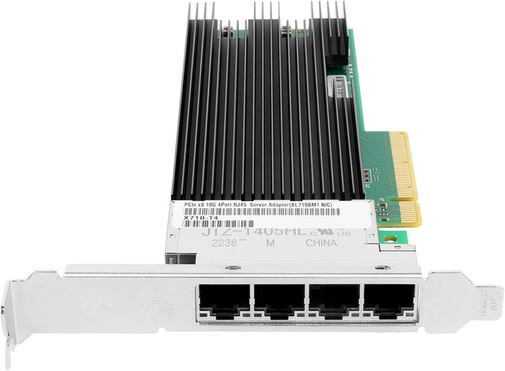 Euqvos PCIe Ethernet-Netzwerkkarte für Intel X710-T4 XL710BM1 Chipsatz PCIe 3.0 X8 10 GB 4 Port RJ45