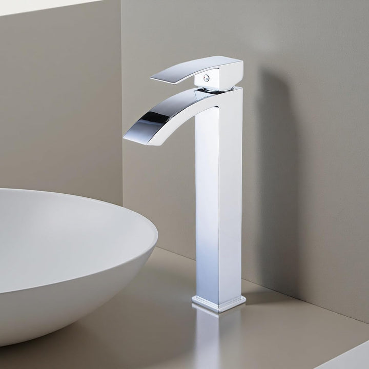 Bad Schiff Waschbecken Wasserhahn Einhand Verchromt Wasserfall Auslauf 1 Loch Deck Montieren Toilett