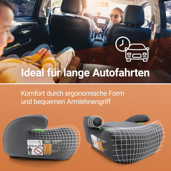 Auto Sitzerhöhung i-Size 125–150 cm | Befestigung mit 3-Punkt-Gurt, ECE R129/04 geprüft | stabile ge
