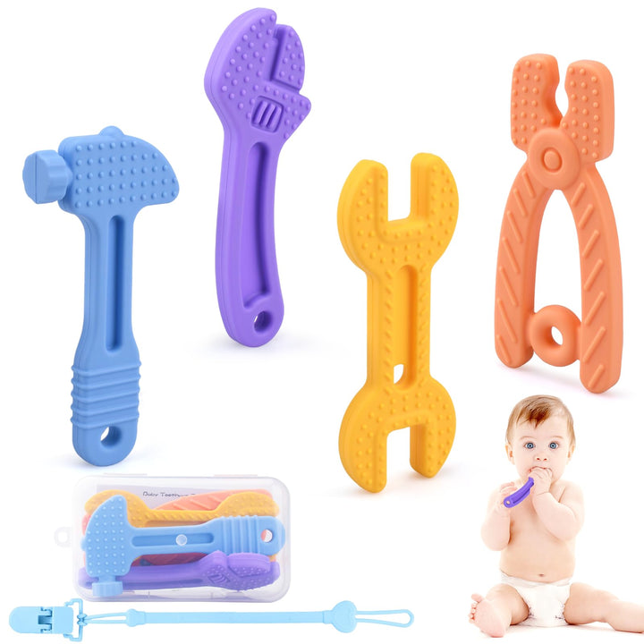 Beissring für Babys,Beissring Baby 4 Stück - BPA-freies Silikon Kühlender Beissspielzeug für 3-12 Mo