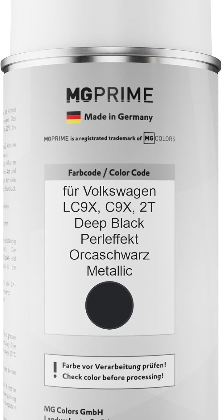 MG PRIME Autolack Sprühdosen Set für Volkswagen VW LC9X / C9X / 2T Deep Black Perleffekt/Orcaschwarz