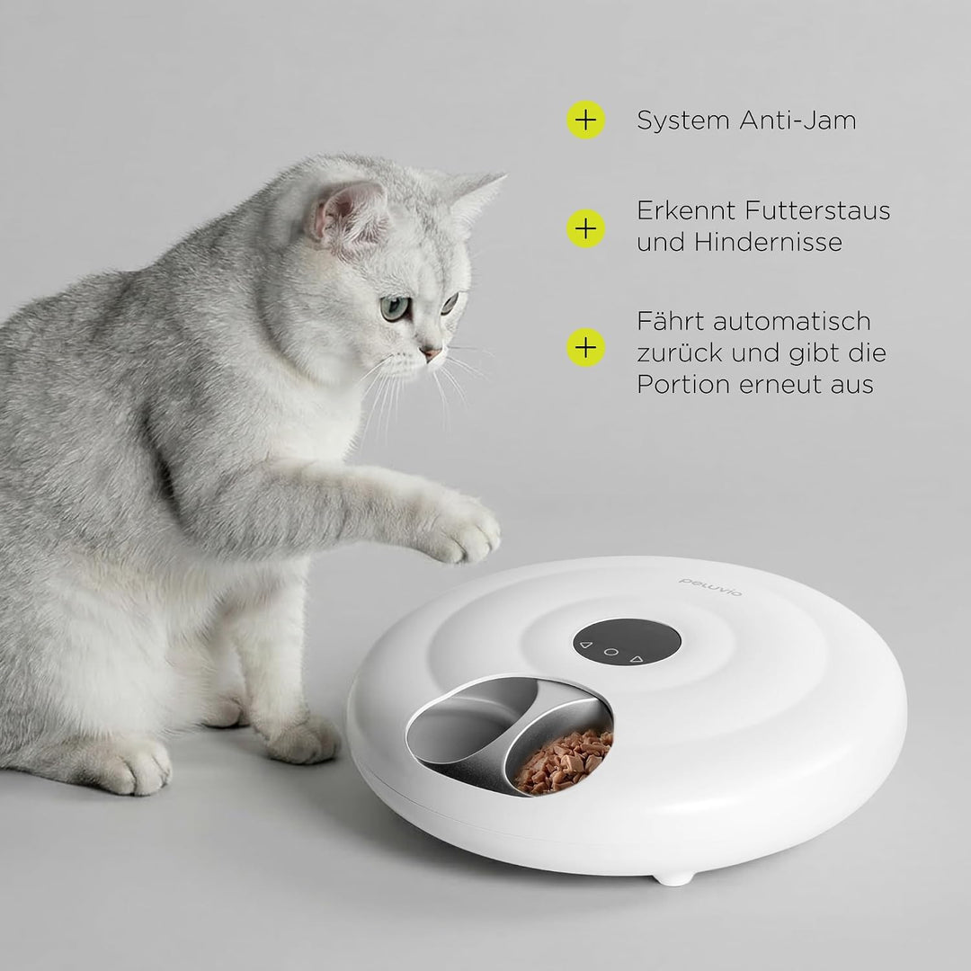 Nube Futterautomat Katze Nassfutter, Mit Kuehlung, Wi-Fi Smart App Und Manuelle Steuerung, 6 Kammern