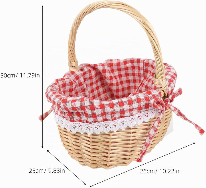 Hemobllo Kleiner Weidenkorb mit Henkel - Picknickkorb Kinder &amp; Blumenmädchenkorb - Geflochtener Korb
