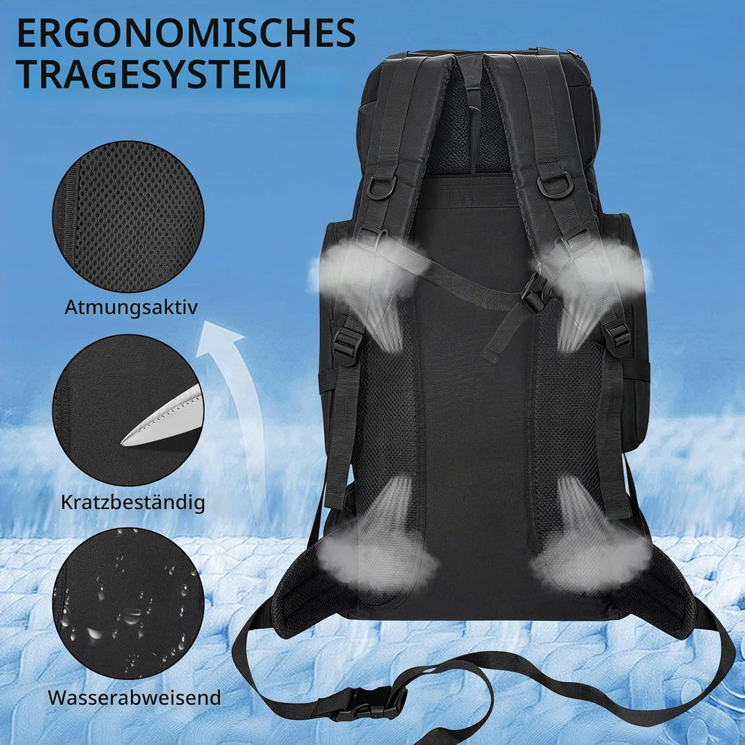 80L Wanderrucksack Trekking Camping Rucksack mit Schuhtasche für Herren Damen, wasserabweisend Extra